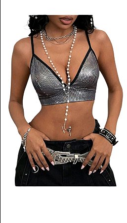 Cropped Couro Brilhante