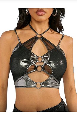 Cropped Metálico translúcido