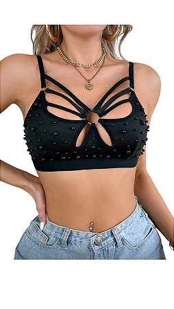 Cropped geométrico com contas