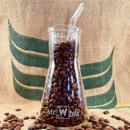 Erlenmeyer de vidro 250ml c/ canudo e escova de limpeza - Mr White