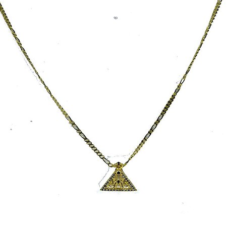 colar com pingente em formato de triângulo com detalhes em zircônia