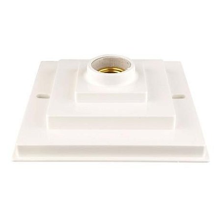 Kit 10 un. Plafonier Plafon Quadrado Sobrepor Luminária Branco Bocal Soquete Porcelana E27 Branco Elite PVC Resistente