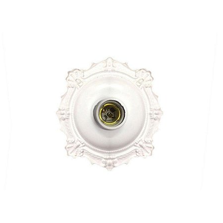 Kit 10 un. Plafonier Redondo Decorativo Sobrepor Luminária Branco Bocal Soquete Porcelana E27 Branco Elite PVC Resistent
