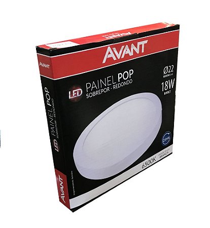 Painel led Sobrepor Redondo Luminária Teto Plafon Pop Avant 18w 1260 lumens 6500k Branco Frio - 1 Ano Garantia