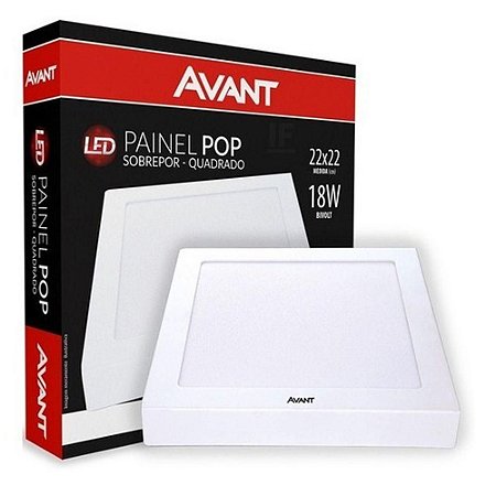 Painel led Sobrepor Quadrado Luminária Teto Plafon Pop Avant 18w 1260 lumens 6500k Branco Frio - 1 Ano Garantia