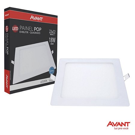 Painel led Embutir Quadrado Luminária Teto Plafon Pop Avant 18w 1260 lumens 6500k Branco Frio - 1 Ano Garantia