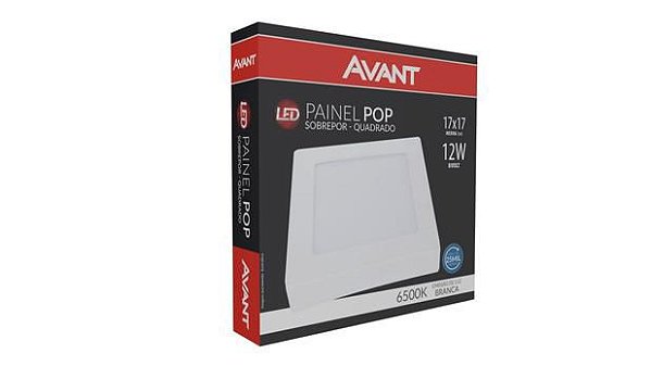 Painel led Sobrepor Quadrado Luminária Teto Plafon Pop Avant 12w 720 lumens 6500k Branco Frio - 1 Ano Garantia