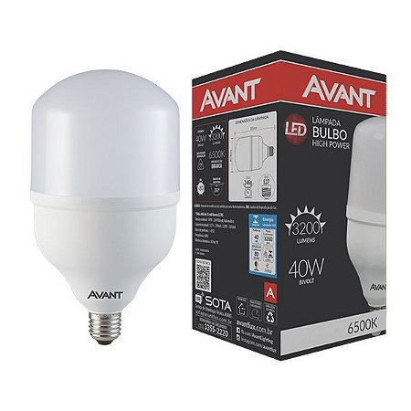 Lâmpada LED 40W 3200 Lumens Bulbo Avant Alta Potência Bivolt Econômica 6500K Branco Frio E27 (1 Ano de garantia)