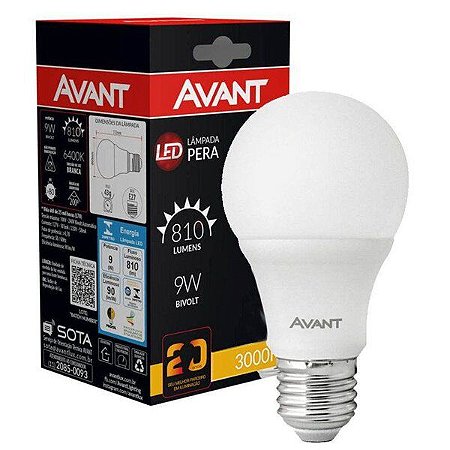 Lâmpada LED 9w 803 lumens Bulbo Avant Bivolt Econômica 3000K Branco Quente soquete E27 (1 Ano de garantia)