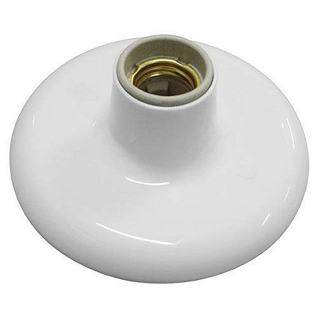 Plafon Simples Sobrepor Luminária Liso Branco Bocal Soquete Porcelana E27 Branco Radial PVC Resistente
