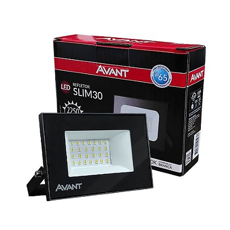 Refletor led Slim 30W Bivolt Avant Branco Frio Holofote Bivolt 2250 Lumens 6500K Resistente a Água e Poeira IP65