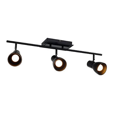 Luminária Trilho de luz Spot Corneta 70 cm c/ 3 spots direcionável Noir Avant Preto Black Piano 3XE27- 1 Ano de Garantia