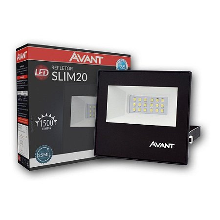 Refletor led Slim 20W Bivolt Avant Branco Frio Holofote Bivolt 1500 Lumens 6500K Resistente a Água e Poeira IP65