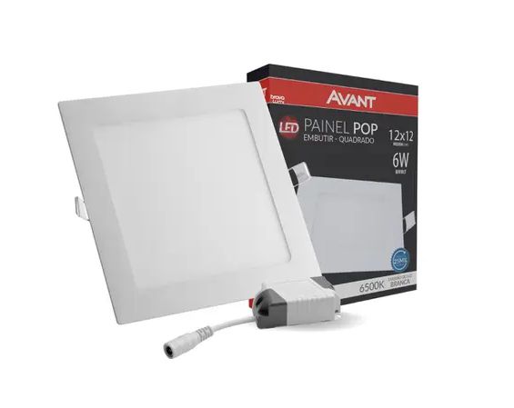 Painel led Embutir Quadrado Luminária Teto Plafon Pop Avant Bivolt 6w 12x12cm 360lm 6500k Branco Frio - 1 Ano Garantia