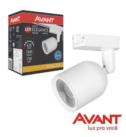 Spot Led para Trilho Eletrificado Elegance 7w Branco T1 Bivolt 3000k Branco Quente 630lm Avant - 1 Ano Garantia