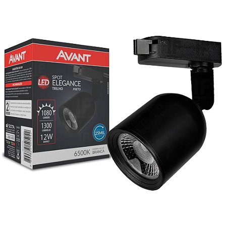 Spot Led para Trilho Eletrificado Elegance 12w Preto T1 Bivolt 6500k Branco Frio 1080lm Avant - 1 Ano Garantia