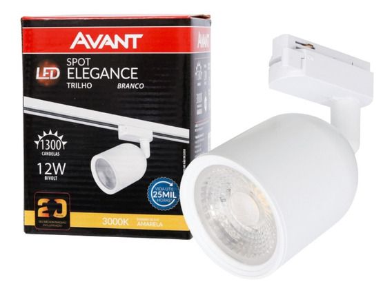 Spot Led para Trilho Eletrificado Elegance 12w Branco T1 Bivolt 6500k Branco Frio 1080lm Avant - 1 Ano Garantia