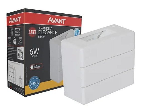 Arandela led integrado Elegance Rischi 3000k Externa Avant 6w Bivolt Branca IP65 Resistent poeira e chuva 1 Ano Garantia