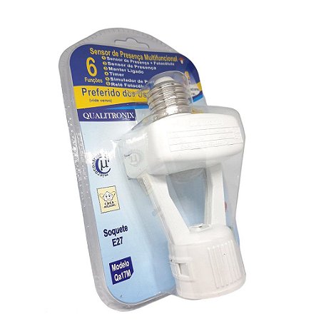 Sensor de Presença Multifuncional com Fotocélula Intelige Timer Simulador de Presença Relé Manter ligado E27 Qualitronix