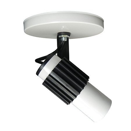 Spot Aletado Simples Tipo Trilho Eletrificado Sobrepor Tubinho E-27 Branco Luminária Articulado Decoração Teto/ Parede