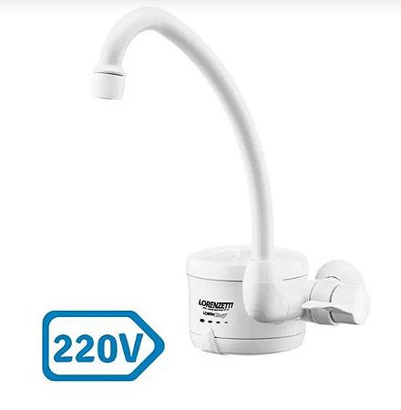 Torneira Elétrica Lorenzetti Easy para Cozinha Parede 220V 4T Branca 5500W Multitemperaturas Bica Móvel - 1 Ano de Garan