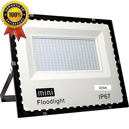 Refletor led 100w Projetor Holofote Branco Frio Bivolt 10000 Lumens 6500K Externo Resistente a Água e Poeira IP67