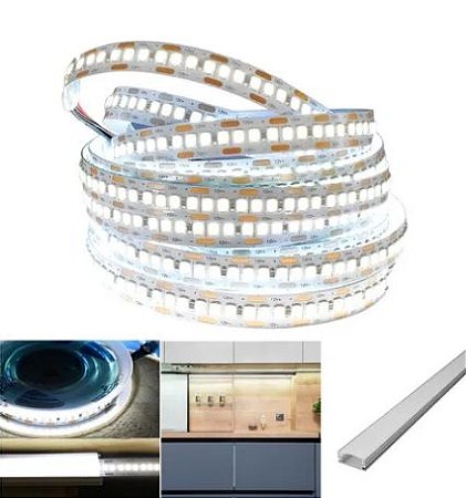 Fita led 240 leds 2835 5M 12V Branco Frio 6500K 24W/Metro Para perfil, sanca, tabica, espelhos, cortineiro, móveis..