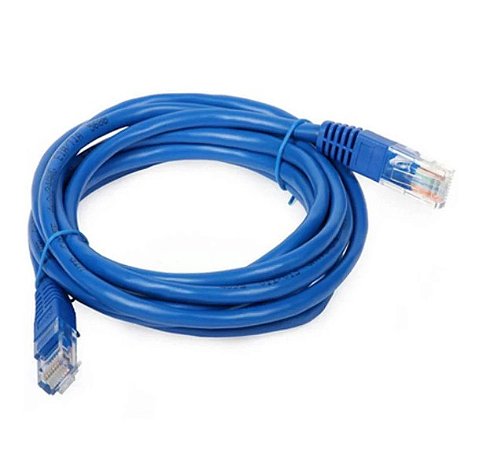 Cabo De Rede Azul 10mt para Internet / Computador com Conector Rj45 Crimpado Cat5E Cabo Patch Cord CFTV 4 pares