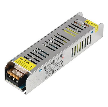 Fonte Slim Chaveada 10A 12V Driver 120W Bivolt Automático IP20 para Fita led/ Perfil/ CFTV