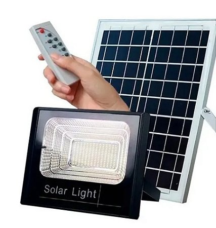 Refletor Solar Led 50W Branco Frio Holofote Bivolt 6500K Completo - Resistente a Água e Poeira IP66 Externo