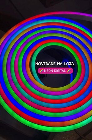 Mangueira Neon Digital 12V Led 5mt Colorida Flexível C/ Controle e Amplificador Blindada IP66 Resistente Chuva e Poeira