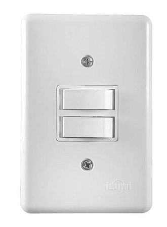 Interruptor Duplo 2 Teclas Simples 4x2 BR Completa 250V C/ Placa- 5 Anos de Garantia