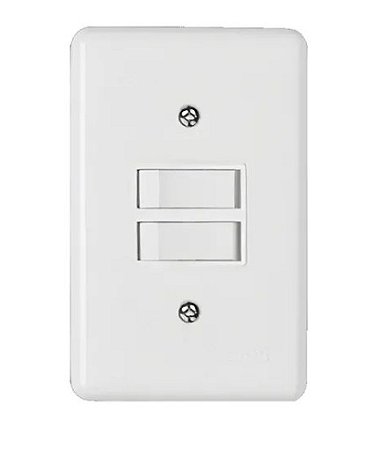 Interruptor 2 Teclas Simples + Tomada 10A Stylus Ilumi 4x2 BR 250V 2P+T Completa- 5 Anos Garantia