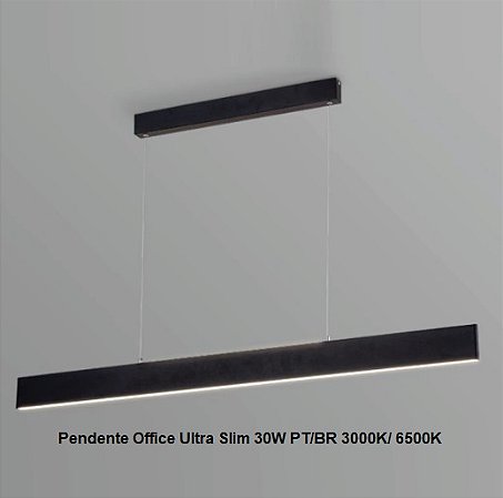 Luminária Pendente Office Ultra Slim 30W IP20 PT Branco Frio 6500K