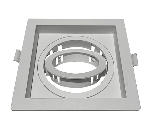 Spot Recuado p/ Dicróica MR16 Bocal GU10 - 10X10 Direcionável Branco Quadrado Embutir Acompanha Presilhas/ Bocal