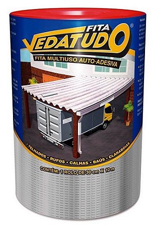 Manta Asfáltica Auto Adesiva Aluminizada Dryko VEDATUDO Telhado Rolo 30cm x 10mts