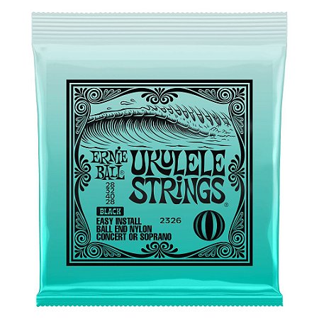 Encordoamento Concert Soprano Ukulele Nylon Preto Ernie Ball