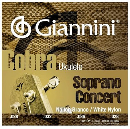 Encordoamento Giannini Ukulele Soprano Concert Nylon Branco