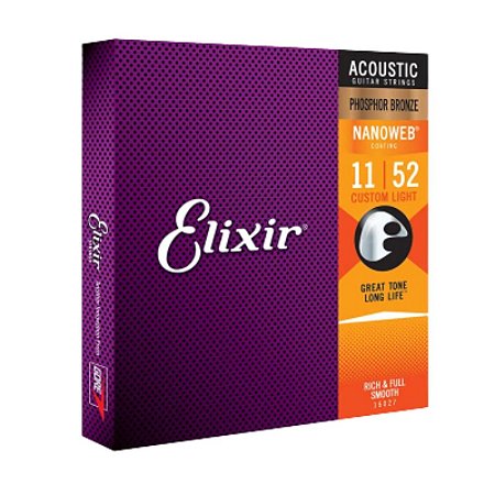 Encordoamento Elixir Violão Aço 011 Phosphor Bronze Nanoweb
