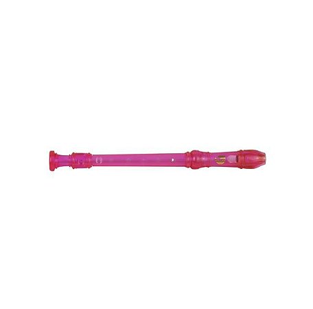 Flauta Doce Dolphin Germânica Soprano Dó Transparente Rosa