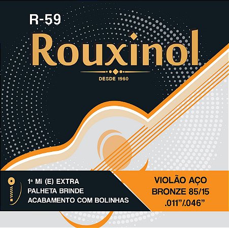 Jogo De Cordas Violão Rouxinol R50 Aço Bronze C/ Bolinha