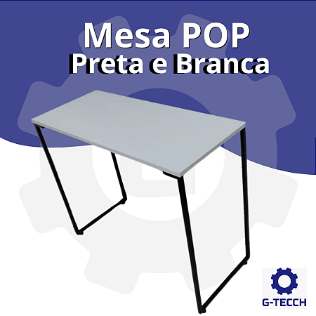 Mesa Industrial Básica Multiuso Preta com Branco