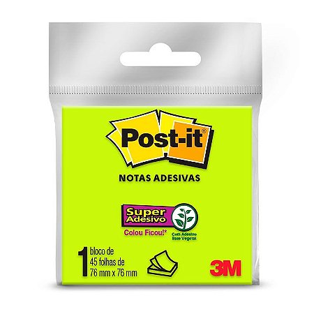 Bloco Post-It 654 - verde - com 45 folhas - 3M