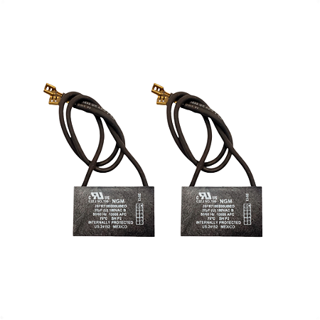 Kit 2 Capacitor Permanente Retangular 20uF 180VAC