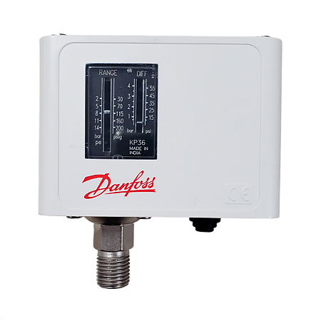 Pressostato Danfoss KP36 Ajustável +2 a 14 Bar Rosca 1/4" 060-110891