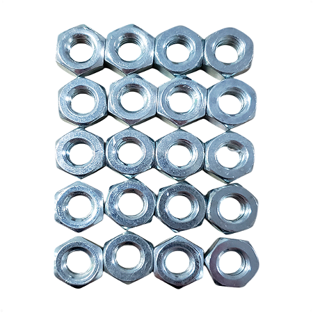 KIT 20 PORCA SEXTAVADA 1/4" ZINCADA BAIXA C.07.1