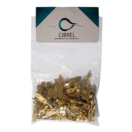 Terminal Encaixe Macho Faston 1/4" 6,35mm Dourado c/ 100