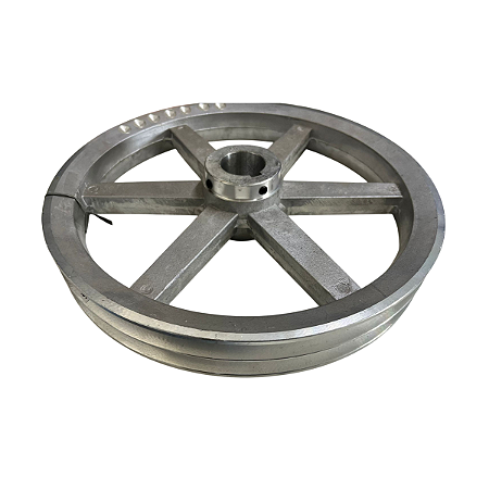 Polia De Alumínio 2 Canal B 330mm Furo 1 1/2 38mm Furo 1 1/2