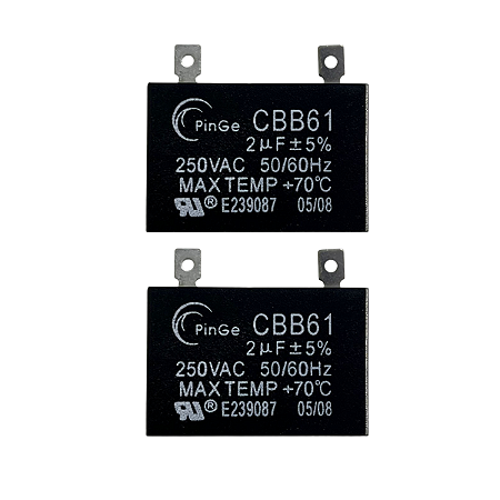 Capacitor Permanente 2mf Retangular S/ Fio 250v Ou 380v 2 un