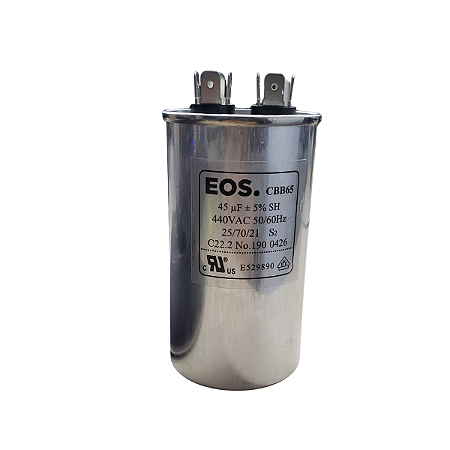 Capacitor Permanente 45Mfd +/- 5% 440V Cbb65 Sh Corpo Em Alumínio